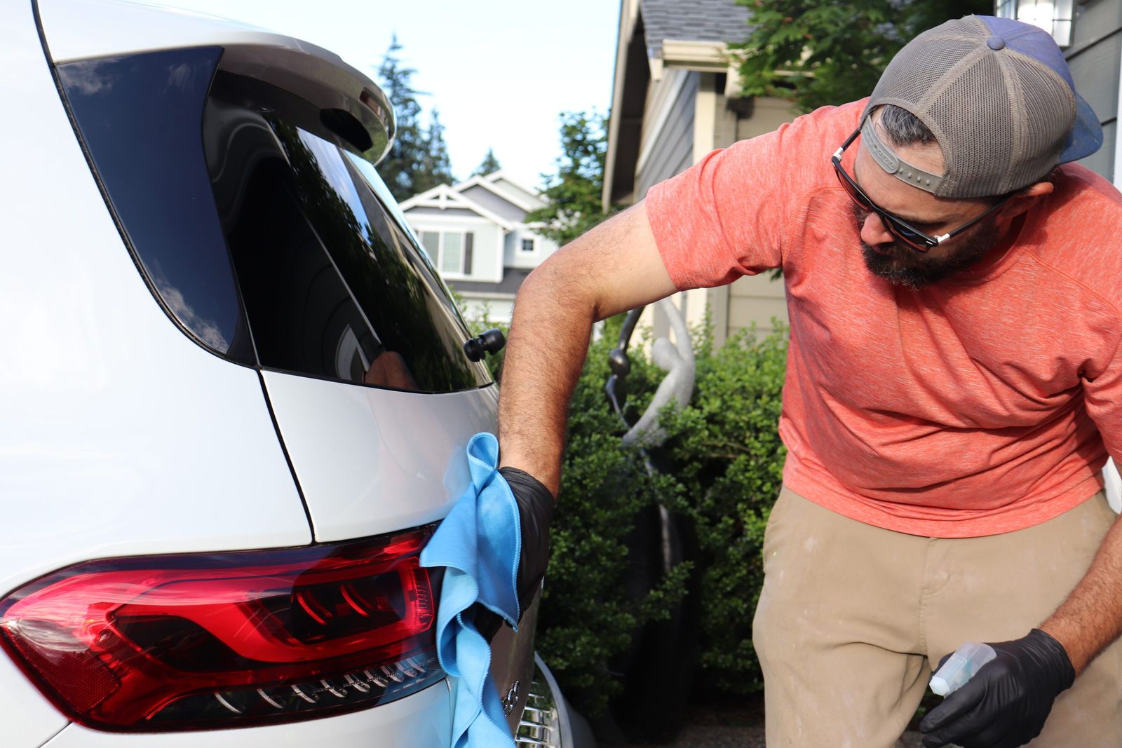 Buffing the rear LED taillight to a clear shine